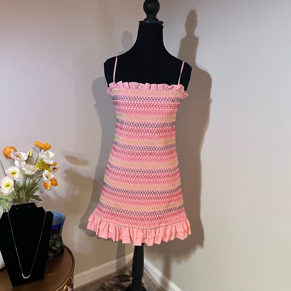 Lovers + Friends Pink Ruffle Mini Dress